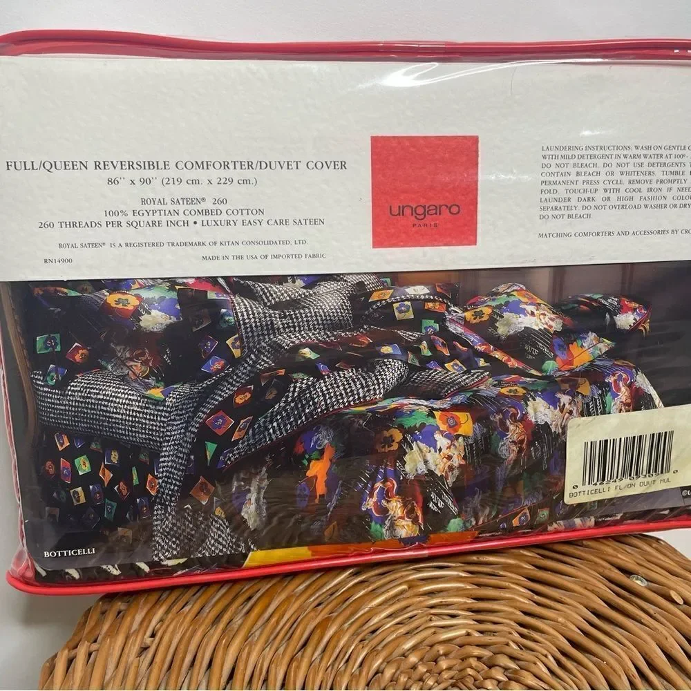 NEW Ungaro Paris Retro 70s 80s Sealed Full / Queen Reversible Bed Duvet Cover